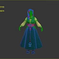 Women's Green Traditional Dress With Decorative Belt And Classic Design For Daily Use