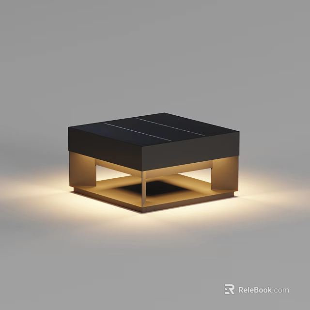 Modern Square Black Solar Outdoor Light With Luminous Base And Elegant Structure 3d model 