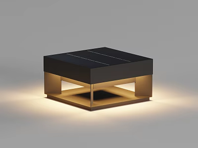 Modern Square Black Solar Outdoor Light With Luminous Base And Elegant Structure 3d model