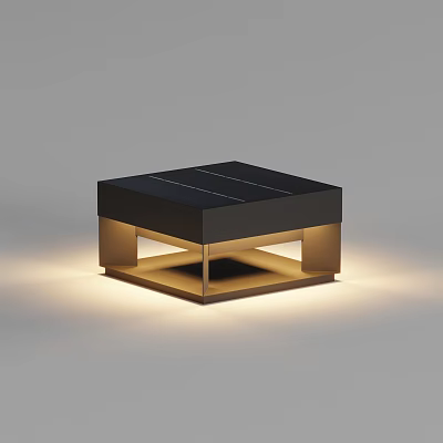 Modern Square Black Solar Outdoor Light With Luminous Base And Elegant Structure 3d model