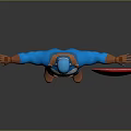 Captain America Superhero Figure In Blue Costume With Red Stripes And Star Shield Standing