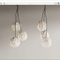 Modern Three Spherical Chandeliers With Geometric White Pattern Hanging On Wall 3d model