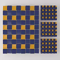 Modern Wall Decor With Blue And Yellow Ceramic Tiles Checkerboard And Woven Patterns