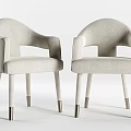 Two Light Beige Upholstered Armchairs With Modern Metallic Legs Design 3d model