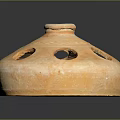 Traditional Handcrafted Orange Terracotta Vessel With Circular Holes And Top Opening