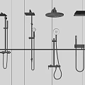 Various Modern Shower Heads Including Handheld Overhead and Wall Mounted Designs