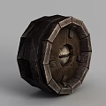 Tech Exhibition Hall Showcasing Vintage Mechanical Gear Device With Metal Stone Structure