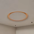 White Ceiling Design With Circular Orange Light Strip And Spotlights 3d model