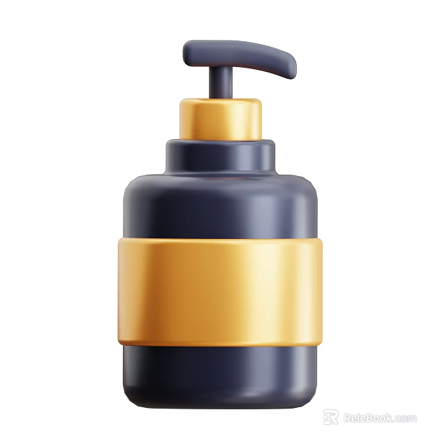 Luxury Perfume Cosmetics Bottle With Dark Blue And Gold Layered Design And Pump Dispenser 3d model 