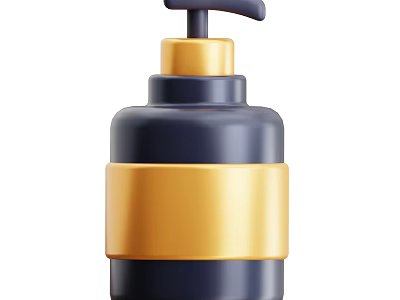 Luxury Perfume Cosmetics Bottle With Dark Blue And Gold Layered Design And Pump Dispenser 3d model