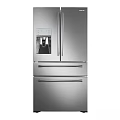 Modern Stainless Steel Refrigerator with Ice and Water Dispenser and Bottom Freezer Drawers
