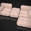 Modern Beige Plush Sectional Sofa With Modular Design And Comfortable Seats 3d model