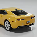 Yellow Two Door Sports Car With Sleek Exterior Design Silver Wheels And Red Interior