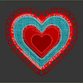 Decorative Heart Shaped Commercial Equipment With Red Border Blue Center And White Small Heart