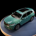 Green Modern SUV Showcased On Round Display Platform With Black Background