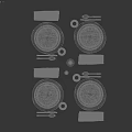 Modern Minimalist Dinnerware Set With White Plates Glass Cups Metal Cutlery And Napkins