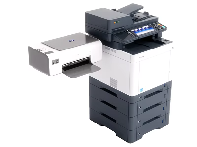 Modern Multifunction Office Printer With Scanner Copier And Paper Trays 3d model