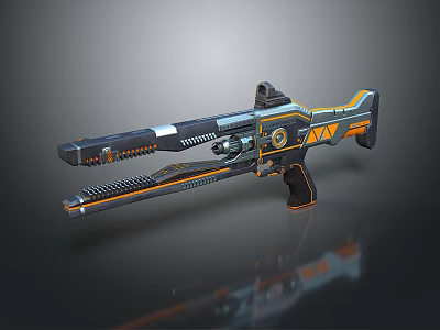 Futuristic Sci Fi Weapon Gun With Orange Black Accents And Scope Design 3d model