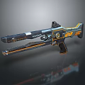 Futuristic Sci Fi Weapon Gun With Orange Black Accents And Scope Design