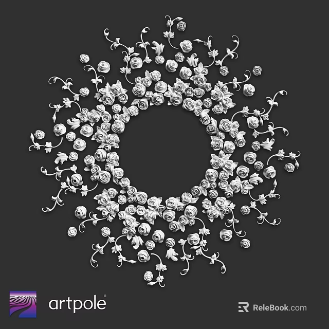 White Circular Decorative Component With Beads Vines And Intricate Design Elements 3d model 