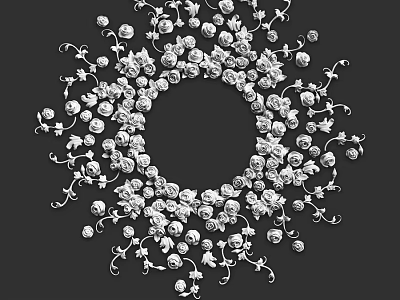 White Circular Decorative Component With Beads Vines And Intricate Design Elements 3d model