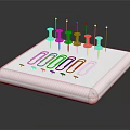 White Organizer with Colorful Push Pins and Paper Clips on
