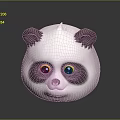 Cute 3D Panda Game And Movie Character With White Body Purple Ears Green Eyes