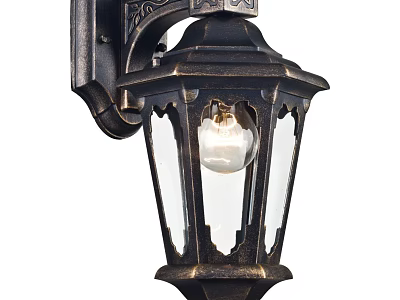 Vintage Wall Mounted Light With Ornate Metal Frame And Clear Glass Shade 3d model