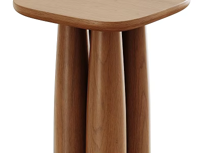 Minimalist Modern Wooden Dining Table With Unique Cone Shaped Legs And Natural Wood Tone 3d model