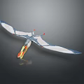 Detailed Pterosaur Creature Model With Blue White Wings And Flame Tail Design