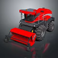 Efficient Red Modern Combine Harvester With Large Tires And Harvesting Attachment