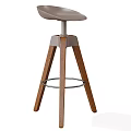Modern Bar Stool With Wooden Legs Metal Footrest And Gray Seat Design