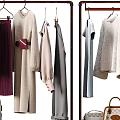 Fashionable Clothes Display On Hanging Racks With Luggage And Bags
