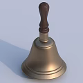 Golden Bell Shaped Pendant with Wooden Handle and Metallic Finish for Home Decor