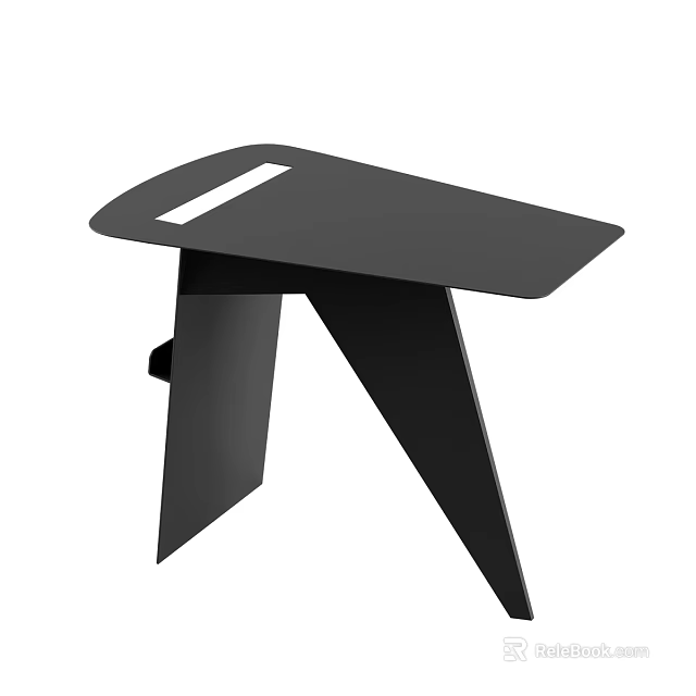 Modern Black Coffee Table With Unique Triangular Base And White Rectangular Cutout 3d model 