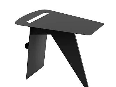 Modern Black Coffee Table With Unique Triangular Base And White Rectangular Cutout 3d model