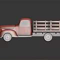 Vintage Red Truck Model With Wooden Bed And Retro Design Details