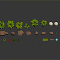 Modern Scene Featuring Palm Trees Stones Round Balls And Decorative 3D Elements
