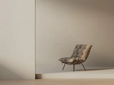 Modern Minimalist Accent Chair With Upholstered Cushion And Metal Legs In Indoor Corner 3d model