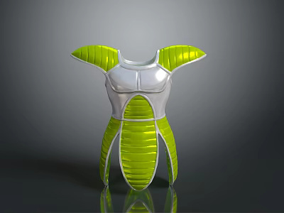 Futuristic Green And Silver Armor Design With Chest Plate And Shoulder Pads 3d model