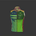 Neon Green And Black Vest Design With Front Zipper Logos And Text Details