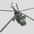 Detailed Military Camouflage Helicopter With Rotors Fuselage And Equipment Structure