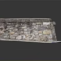Rough Stone Low Wall Structure With Slab Base And Textured Surface 3d model