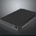 Dark Blue Rackmount Server With Metallic Case Ports And Ventilation Grilles On Reflective Surface