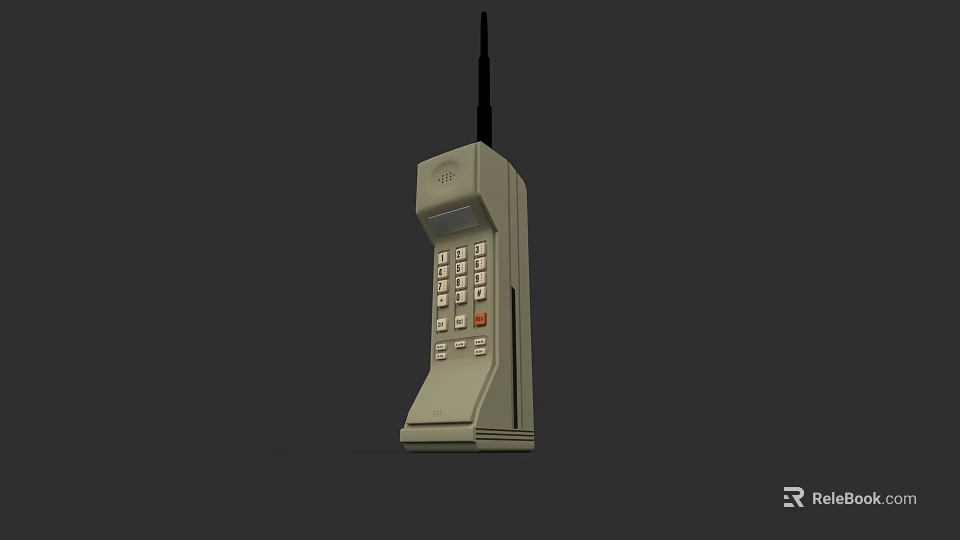 Classic Vintage Mobile Phone Featuring Antenna Keypad And Display Screen 3d model 