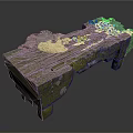 Modern Garden Green Stone Bench With Mossy Surface And Natural Stones