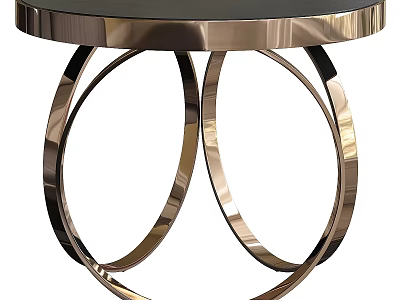 Modern Functional Table With Black Sleek Tabletop And Brass Circular Legs 3d model