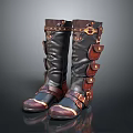 Stylish Tall Black Brown Boots With Multiple Pockets And Decorative Buckles