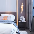 Modern round bedside table combination 3d model