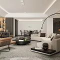 Modern Living Dining Room Interior With Sectional Sofa Coffee Table And Artwork 3d model